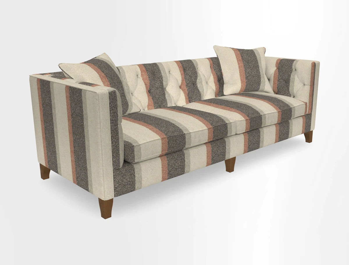 Haresfield 3 seater sofa in Whernside Spring Grass and Stockport Stripe Hunter 