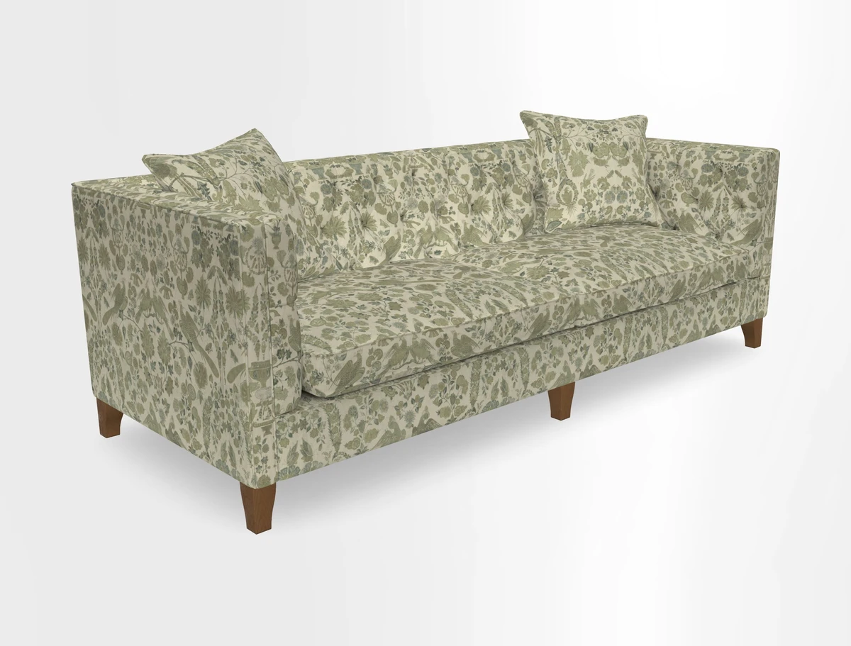 Haresfield 3 seater sofa in Whernside Spring Grass and Stockport Stripe Hunter 