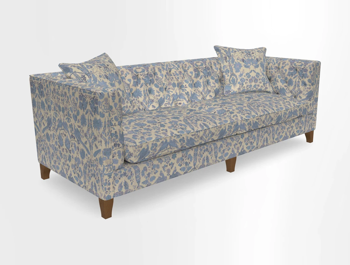 Haresfield 3 seater sofa in Whernside Spring Grass and Stockport Stripe Hunter 