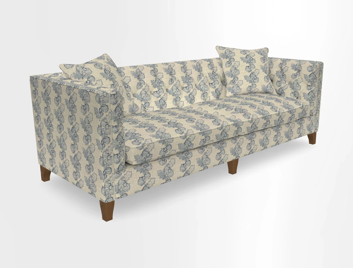 Haresfield 3 seater sofa in Whernside Spring Grass and Stockport Stripe Hunter 