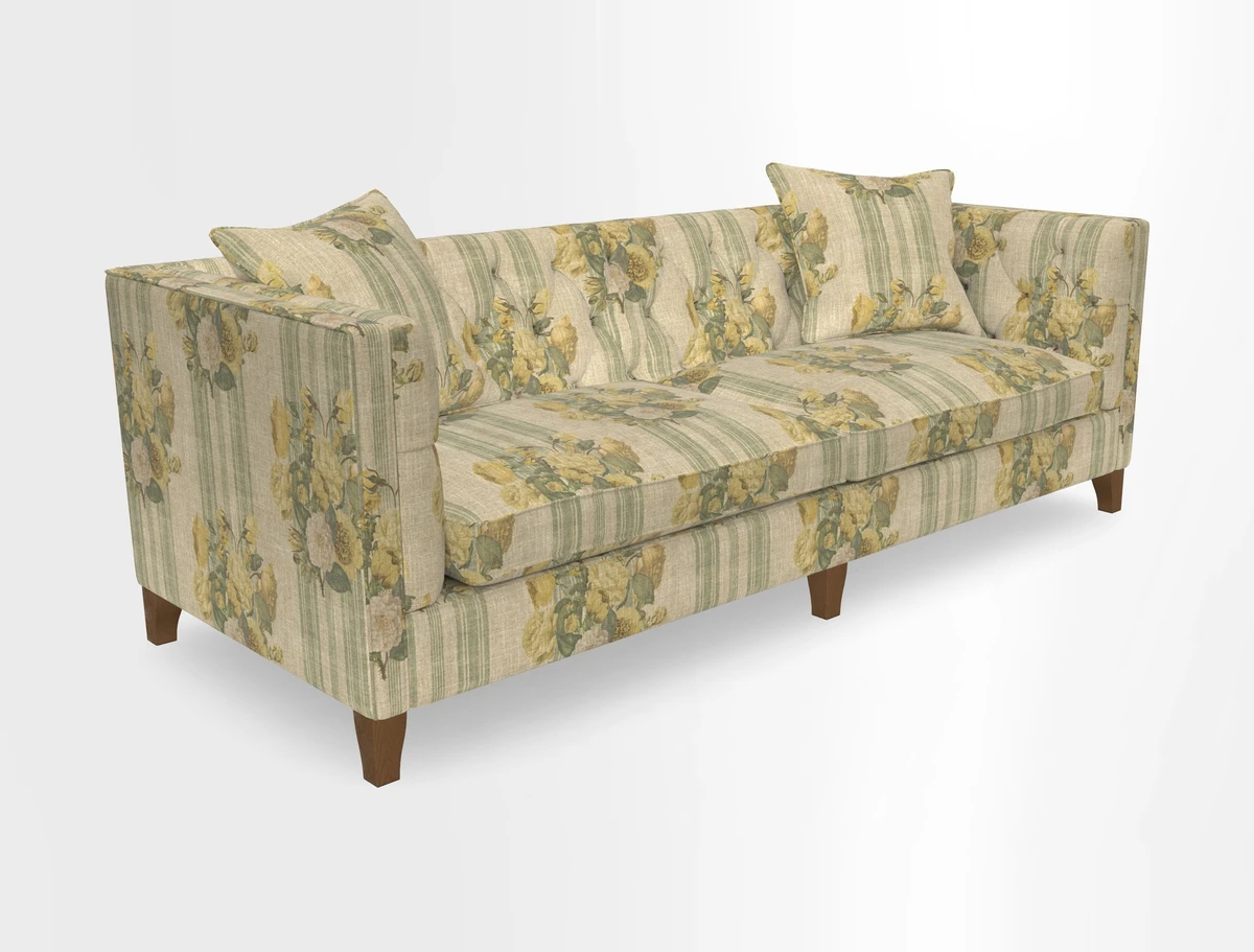 Haresfield 3 seater sofa in Whernside Spring Grass and Stockport Stripe Hunter 