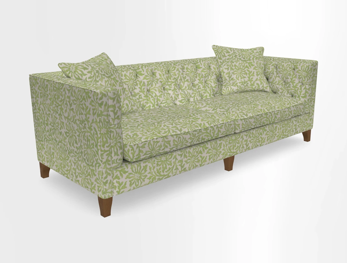 Haresfield 3 seater sofa in Whernside Spring Grass and Stockport Stripe Hunter 