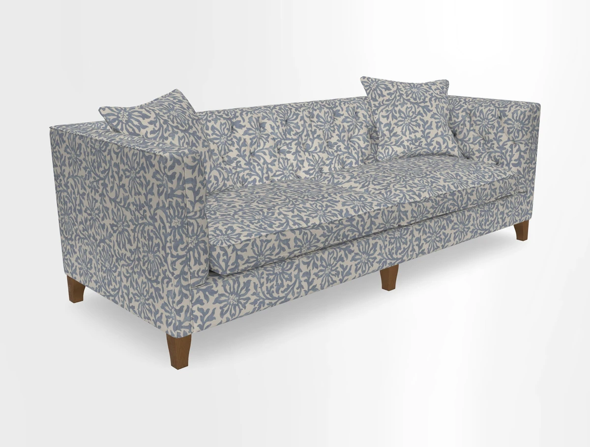 Haresfield 3 seater sofa in Whernside Spring Grass and Stockport Stripe Hunter 