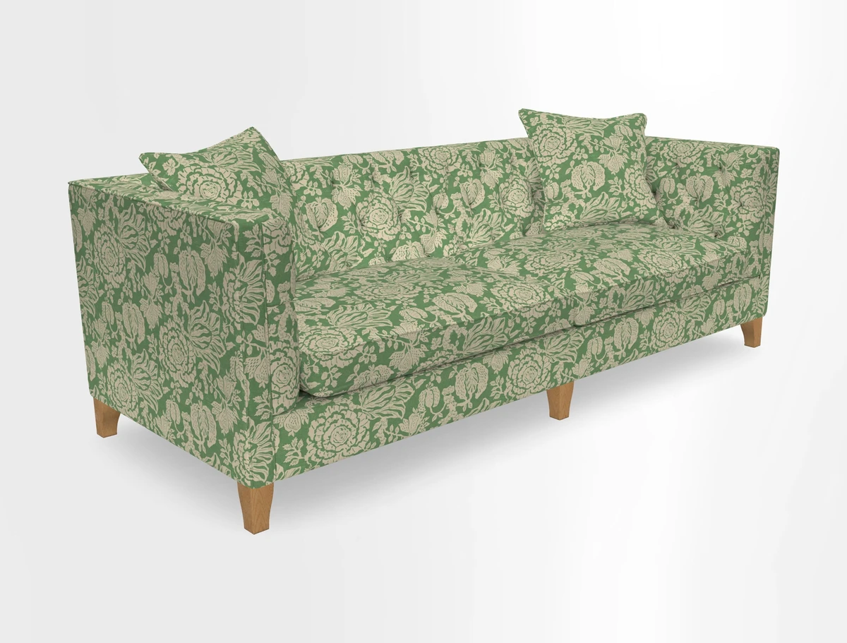 Haresfield 3 seater sofa in Whernside Spring Grass and Stockport Stripe Hunter 