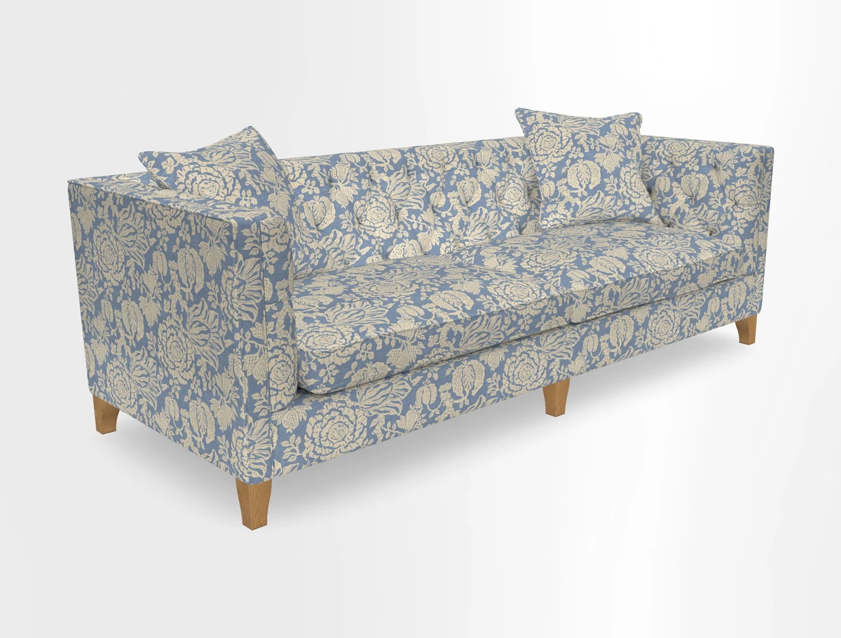 Haresfield 3 seater sofa in Whernside Spring Grass and Stockport Stripe Hunter 