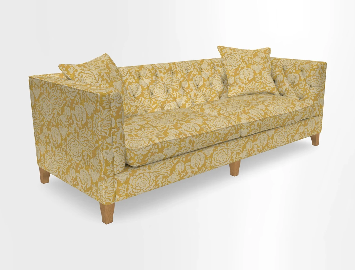 Haresfield 3 seater sofa in Whernside Spring Grass and Stockport Stripe Hunter 