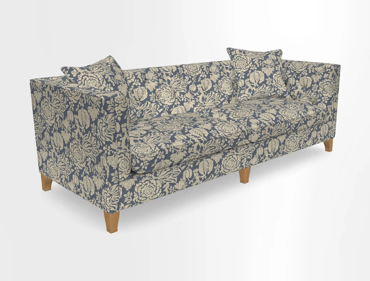 Haresfield 3 seater sofa in Whernside Spring Grass and Stockport Stripe Hunter 