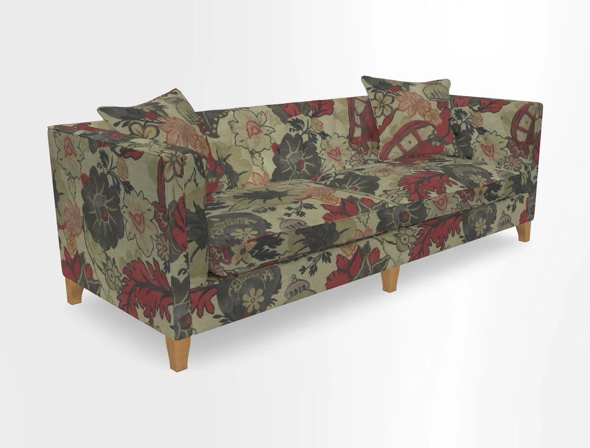 Haresfield 3 seater sofa in Whernside Spring Grass and Stockport Stripe Hunter 