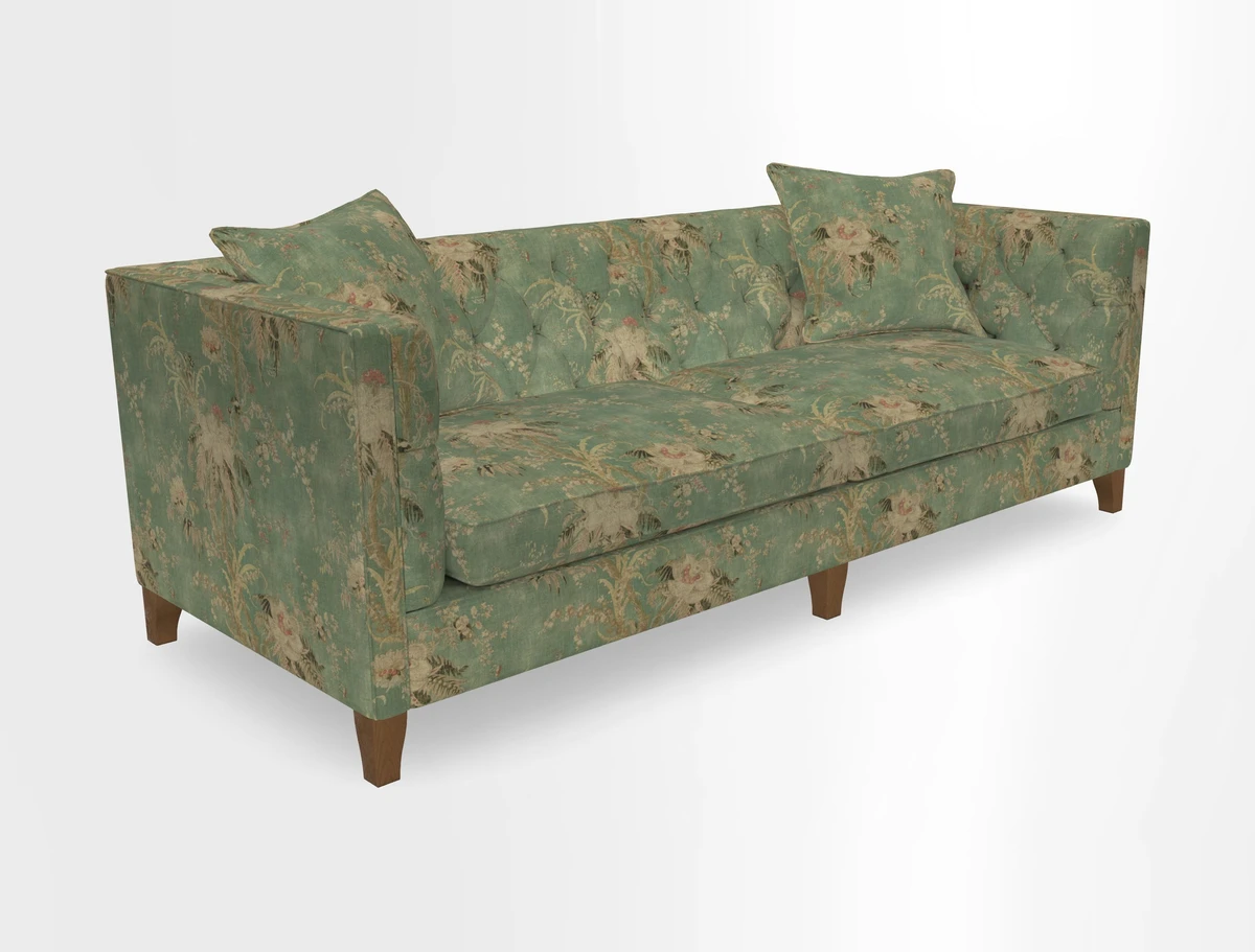 Haresfield 3 seater sofa in Whernside Spring Grass and Stockport Stripe Hunter 