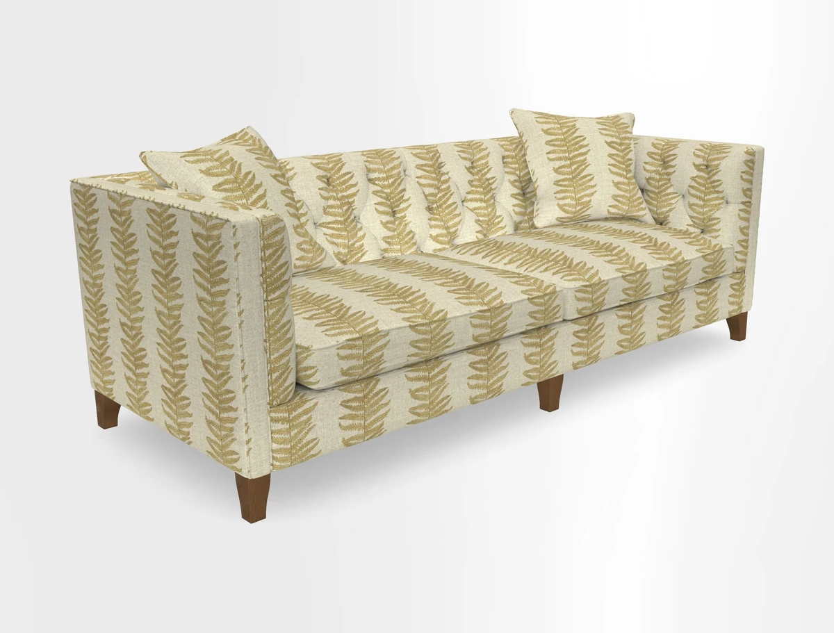Haresfield 3 seater sofa in Whernside Spring Grass and Stockport Stripe Hunter 
