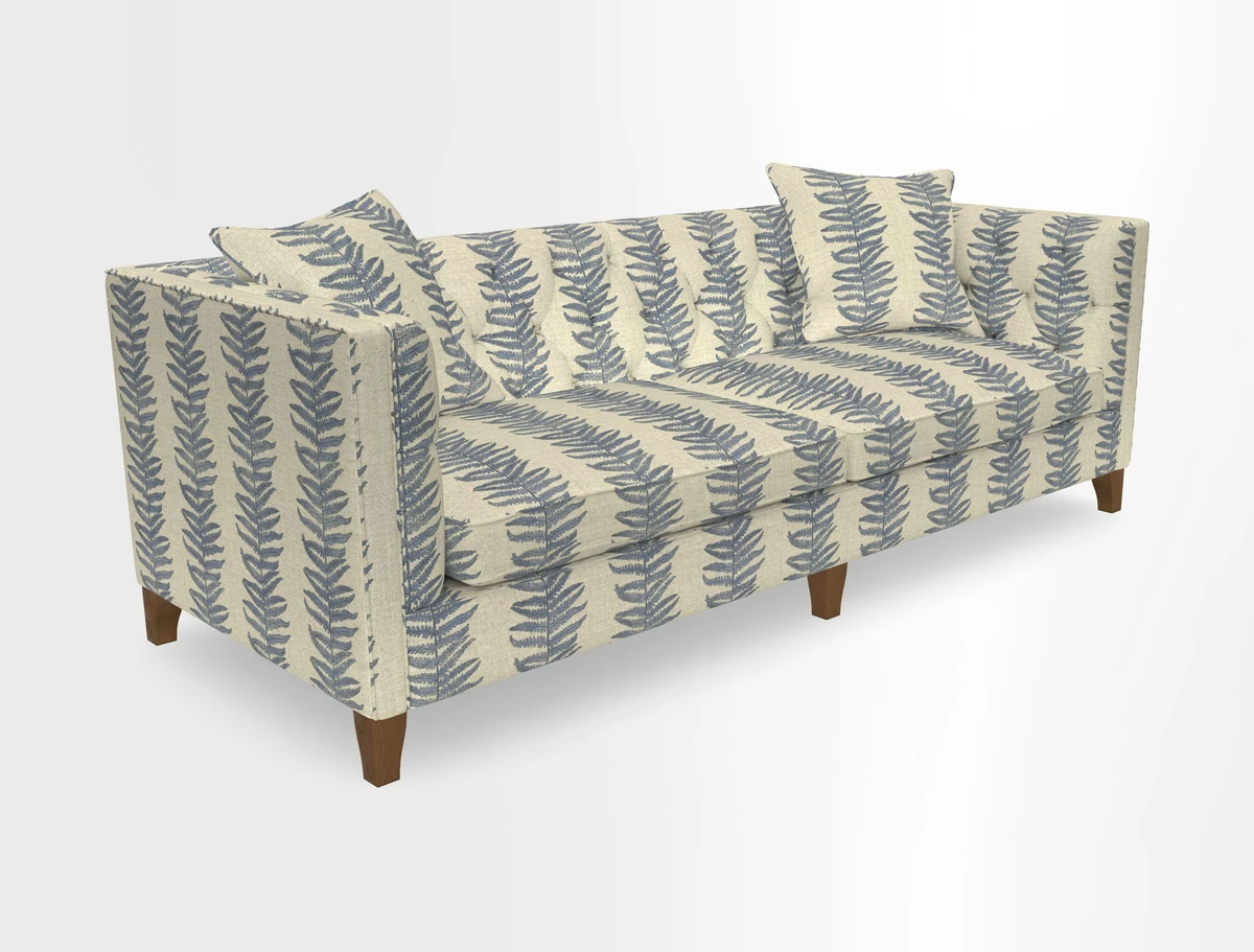 Haresfield 3 seater sofa in Whernside Spring Grass and Stockport Stripe Hunter 