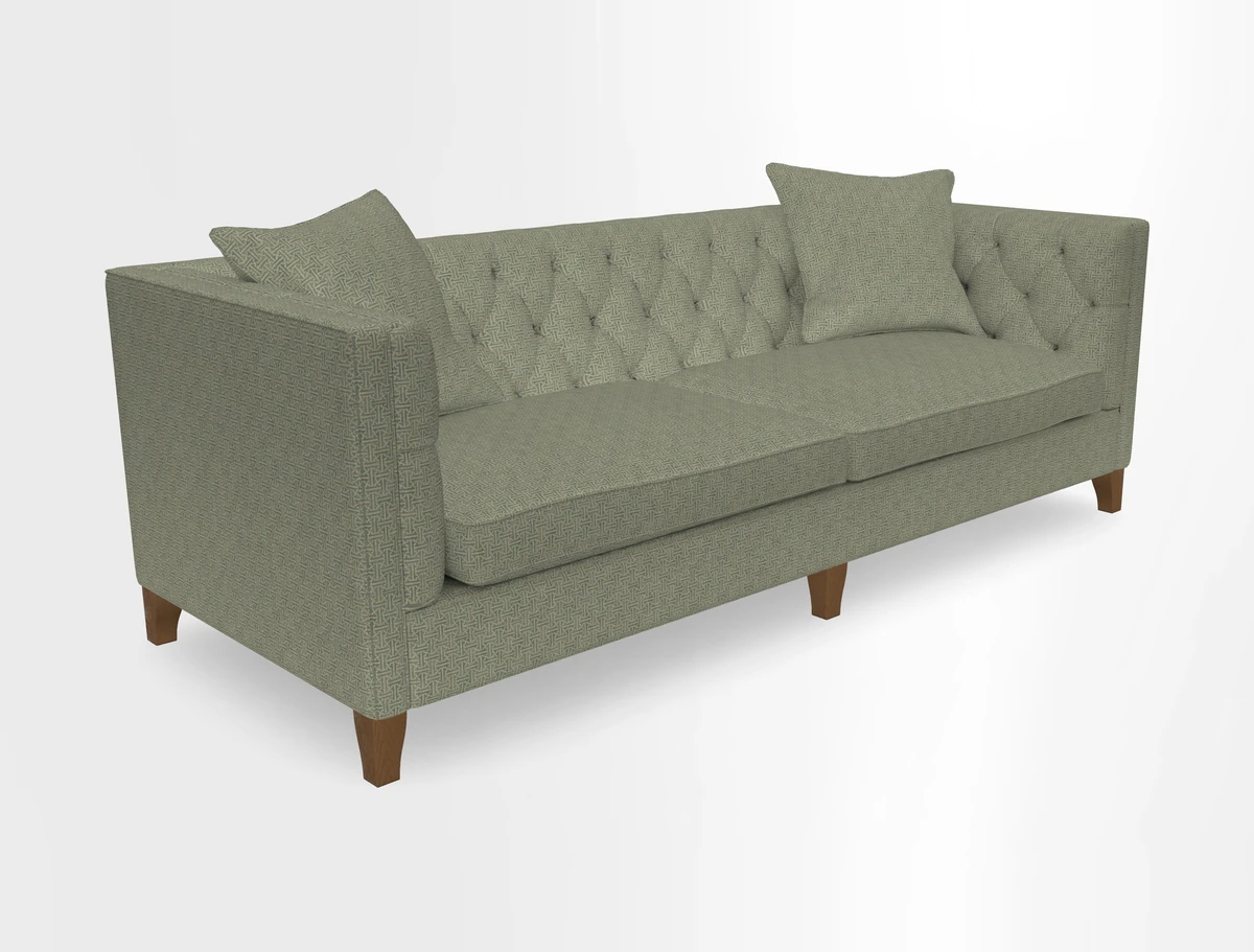 Haresfield 3 seater sofa in Whernside Spring Grass and Stockport Stripe Hunter 