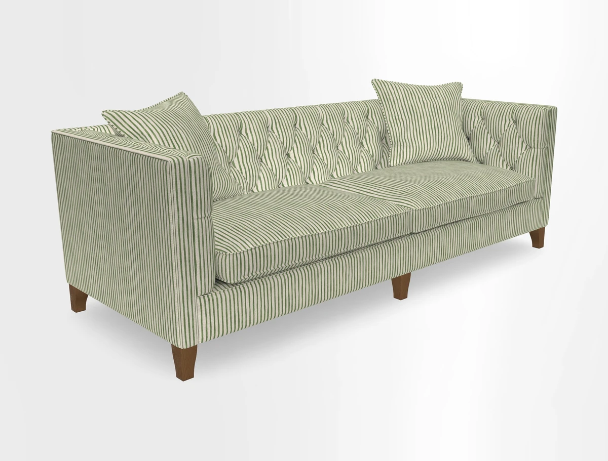 Haresfield 3 seater sofa in Whernside Spring Grass and Stockport Stripe Hunter 