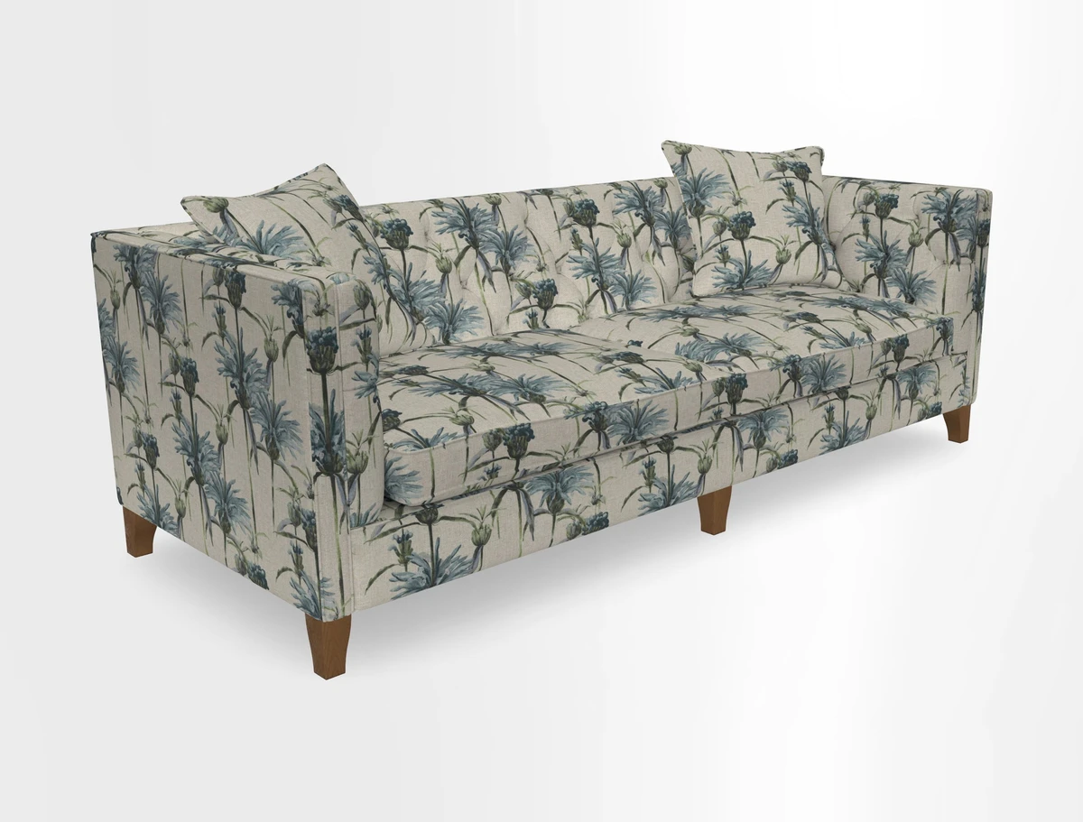 Haresfield 3 seater sofa in Whernside Spring Grass and Stockport Stripe Hunter 