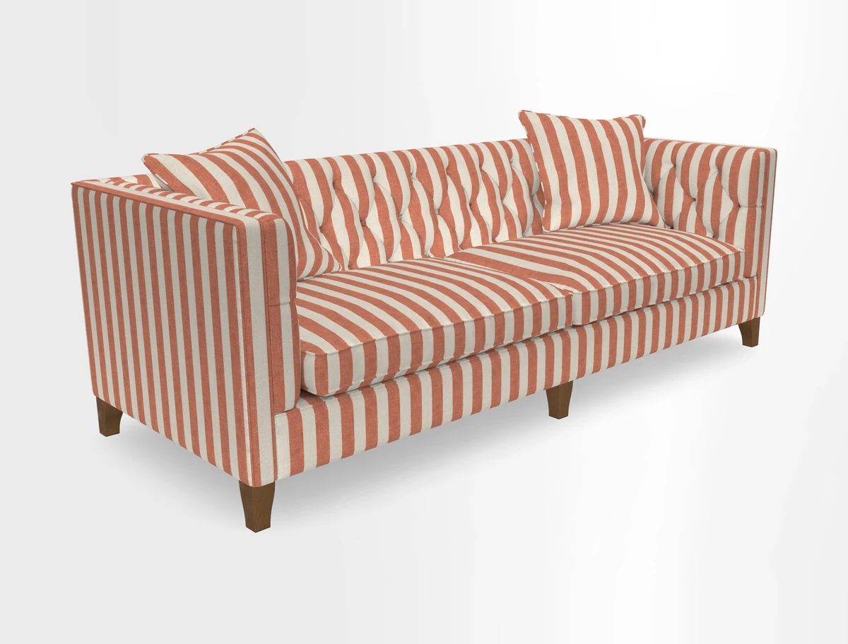 Haresfield 3 seater sofa in Whernside Spring Grass and Stockport Stripe Hunter 