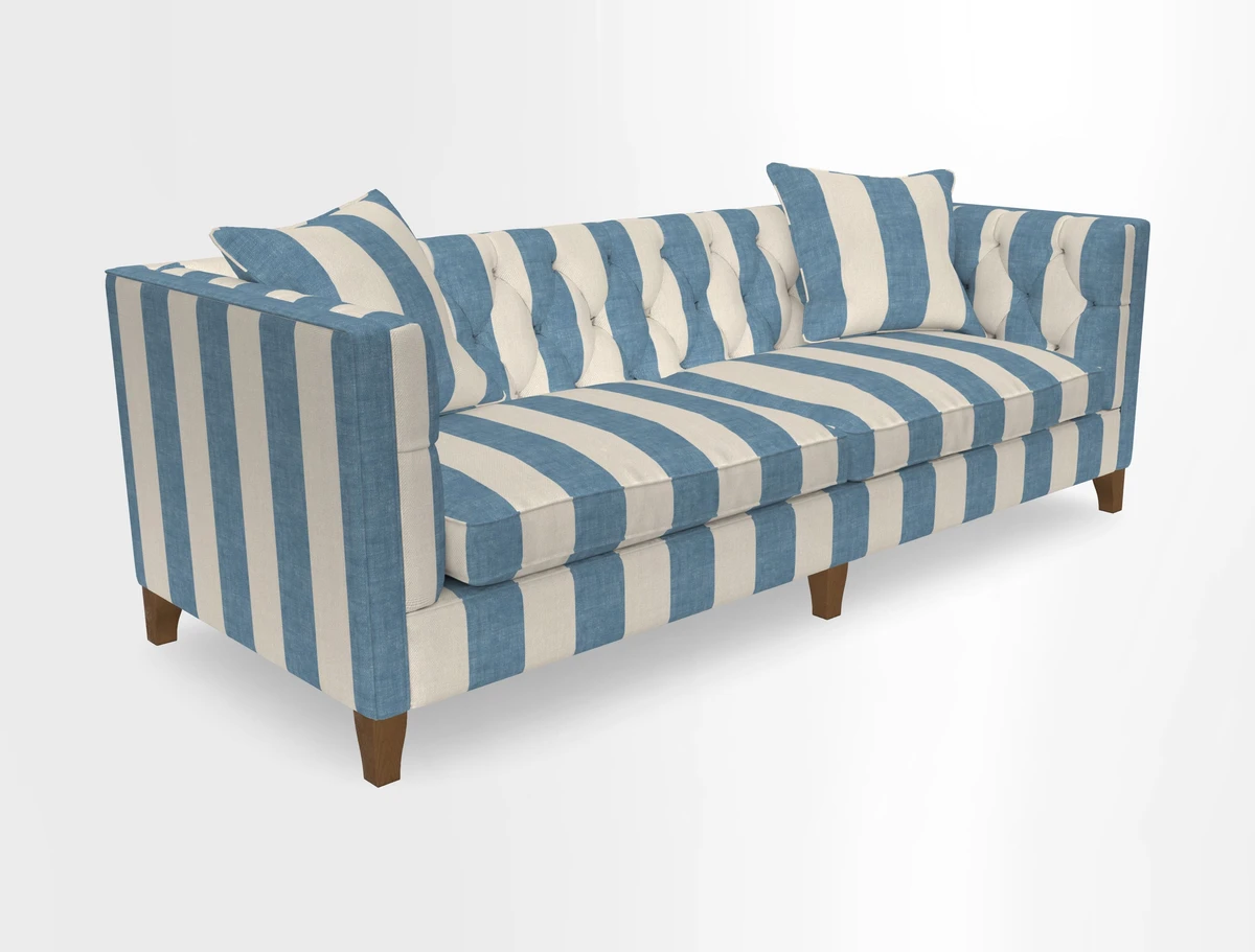 Haresfield 3 seater sofa in Whernside Spring Grass and Stockport Stripe Hunter 