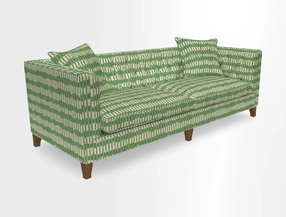 Haresfield 3 seater sofa in Whernside Spring Grass and Stockport Stripe Hunter 