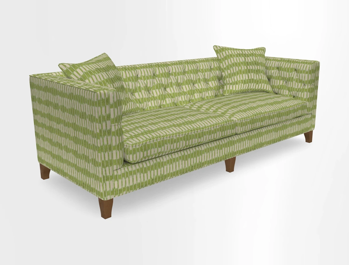 Haresfield 3 seater sofa in Whernside Spring Grass and Stockport Stripe Hunter 