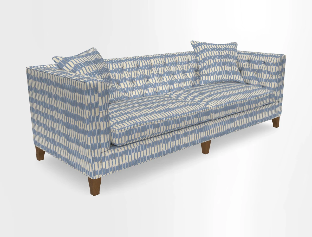 Haresfield 3 seater sofa in Whernside Spring Grass and Stockport Stripe Hunter 