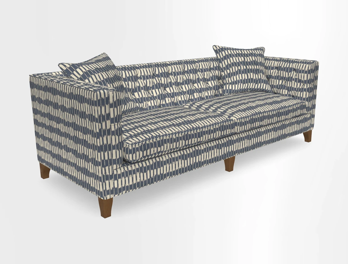 Haresfield 3 seater sofa in Whernside Spring Grass and Stockport Stripe Hunter 