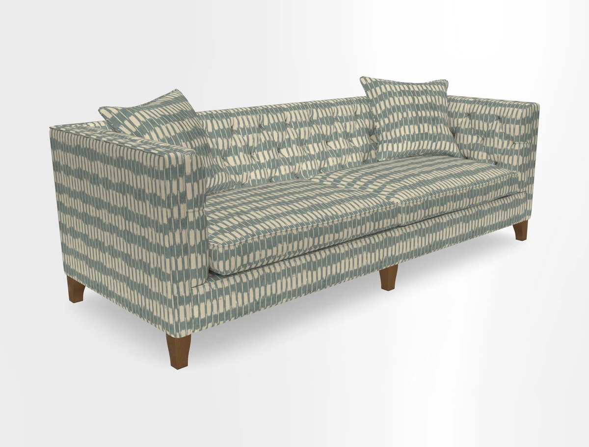 Haresfield 3 seater sofa in Whernside Spring Grass and Stockport Stripe Hunter 
