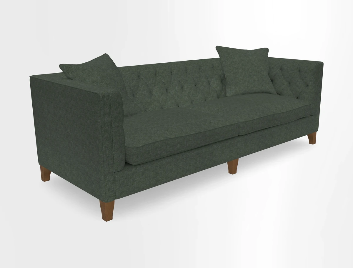 Haresfield 3 seater sofa in Whernside Spring Grass and Stockport Stripe Hunter 