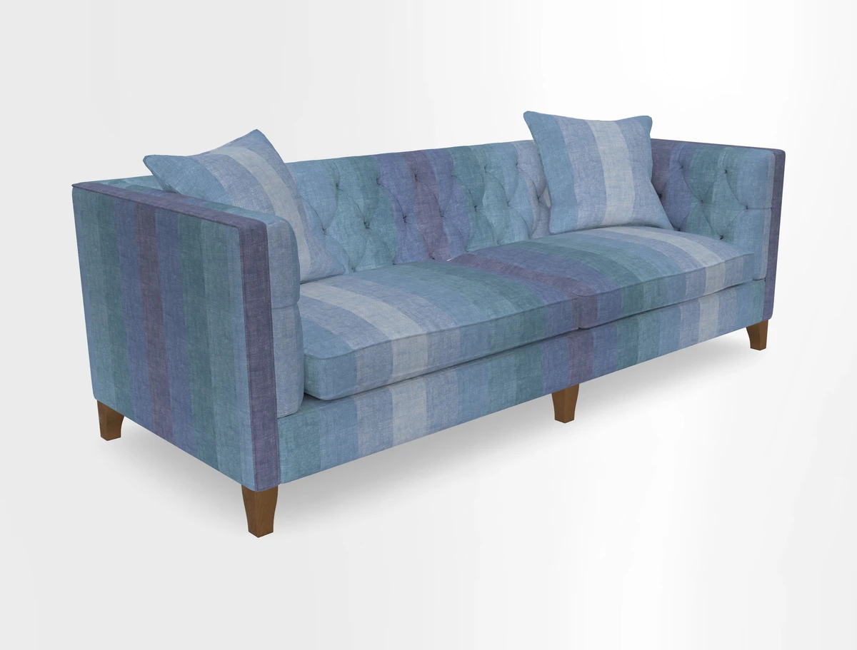 Haresfield 3 seater sofa in Whernside Spring Grass and Stockport Stripe Hunter 