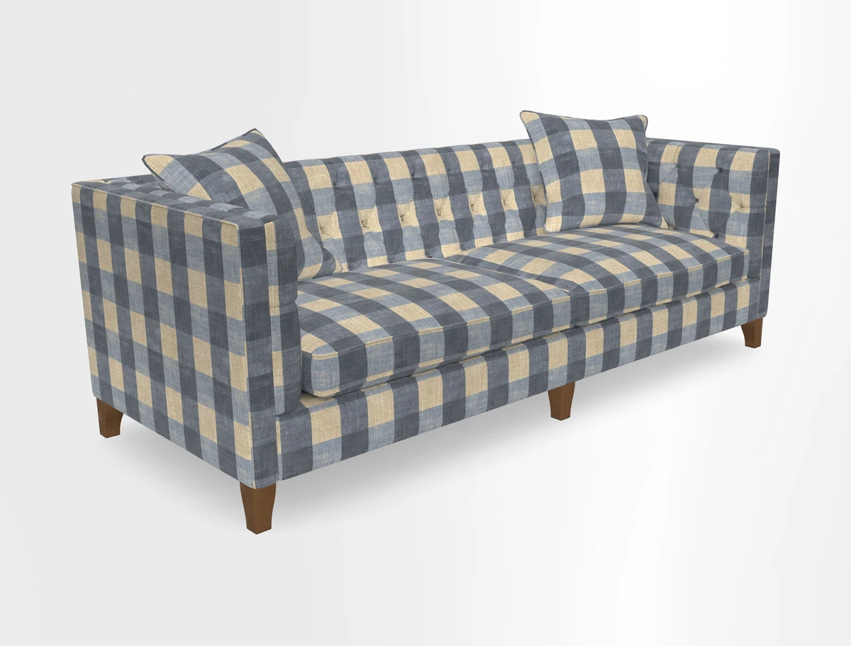 Haresfield 3 seater sofa in Whernside Spring Grass and Stockport Stripe Hunter 