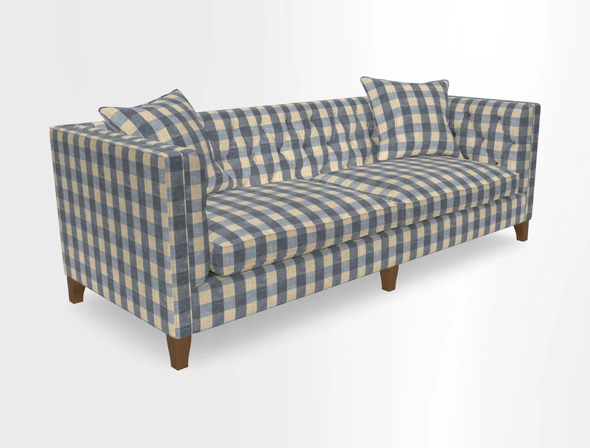Haresfield 3 seater sofa in Whernside Spring Grass and Stockport Stripe Hunter 