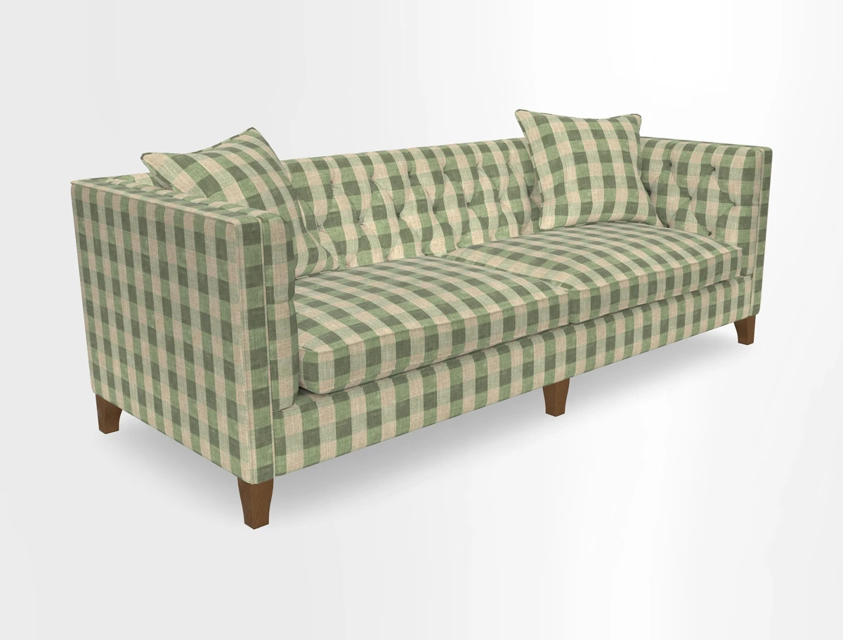 Haresfield 3 seater sofa in Whernside Spring Grass and Stockport Stripe Hunter 