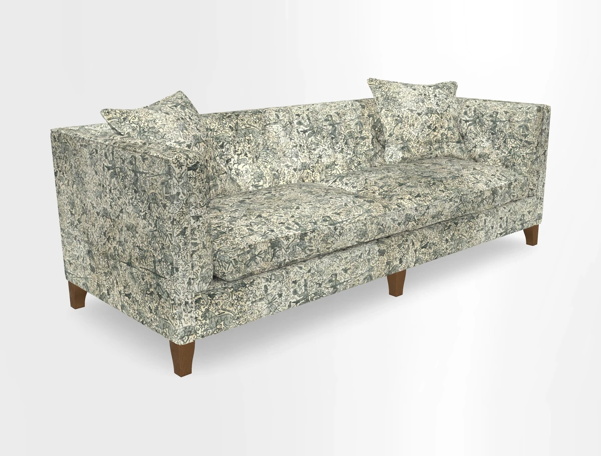 Haresfield 3 seater sofa in Whernside Spring Grass and Stockport Stripe Hunter 