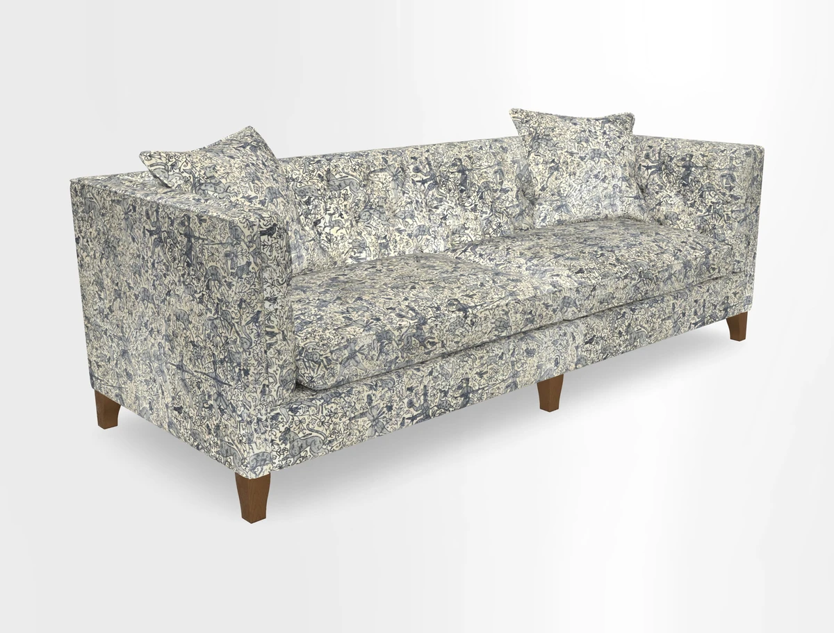 Haresfield 3 seater sofa in Whernside Spring Grass and Stockport Stripe Hunter 