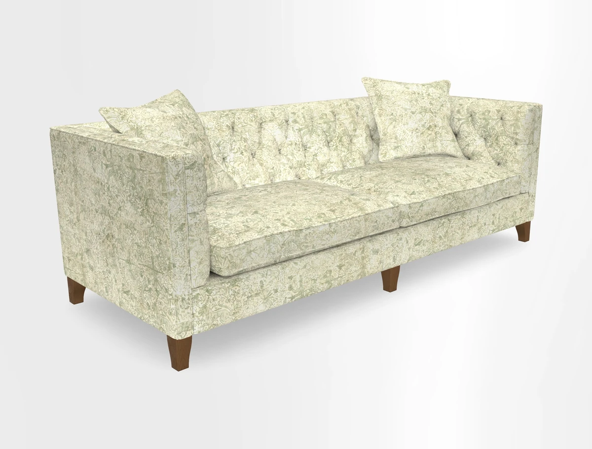 Haresfield 3 seater sofa in Whernside Spring Grass and Stockport Stripe Hunter 