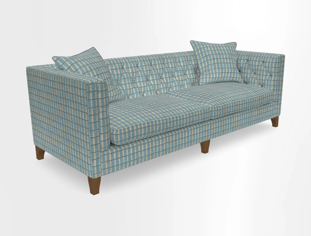 Haresfield 3 seater sofa in Whernside Spring Grass and Stockport Stripe Hunter 