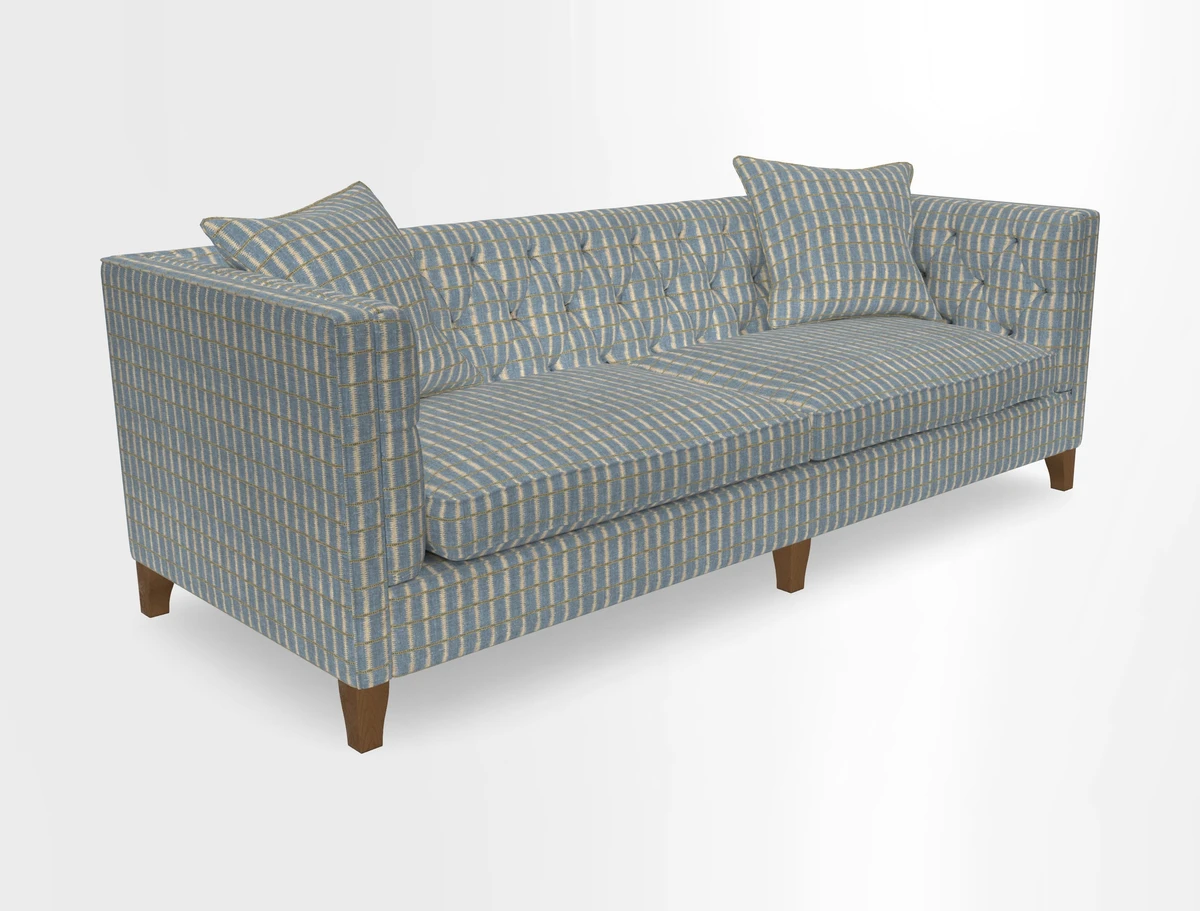 Haresfield 3 seater sofa in Whernside Spring Grass and Stockport Stripe Hunter 