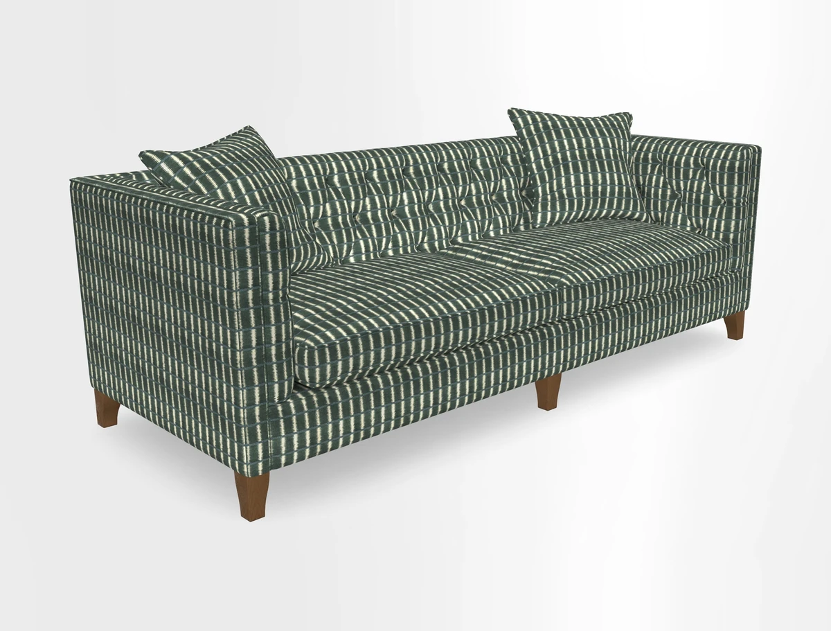 Haresfield 3 seater sofa in Whernside Spring Grass and Stockport Stripe Hunter 