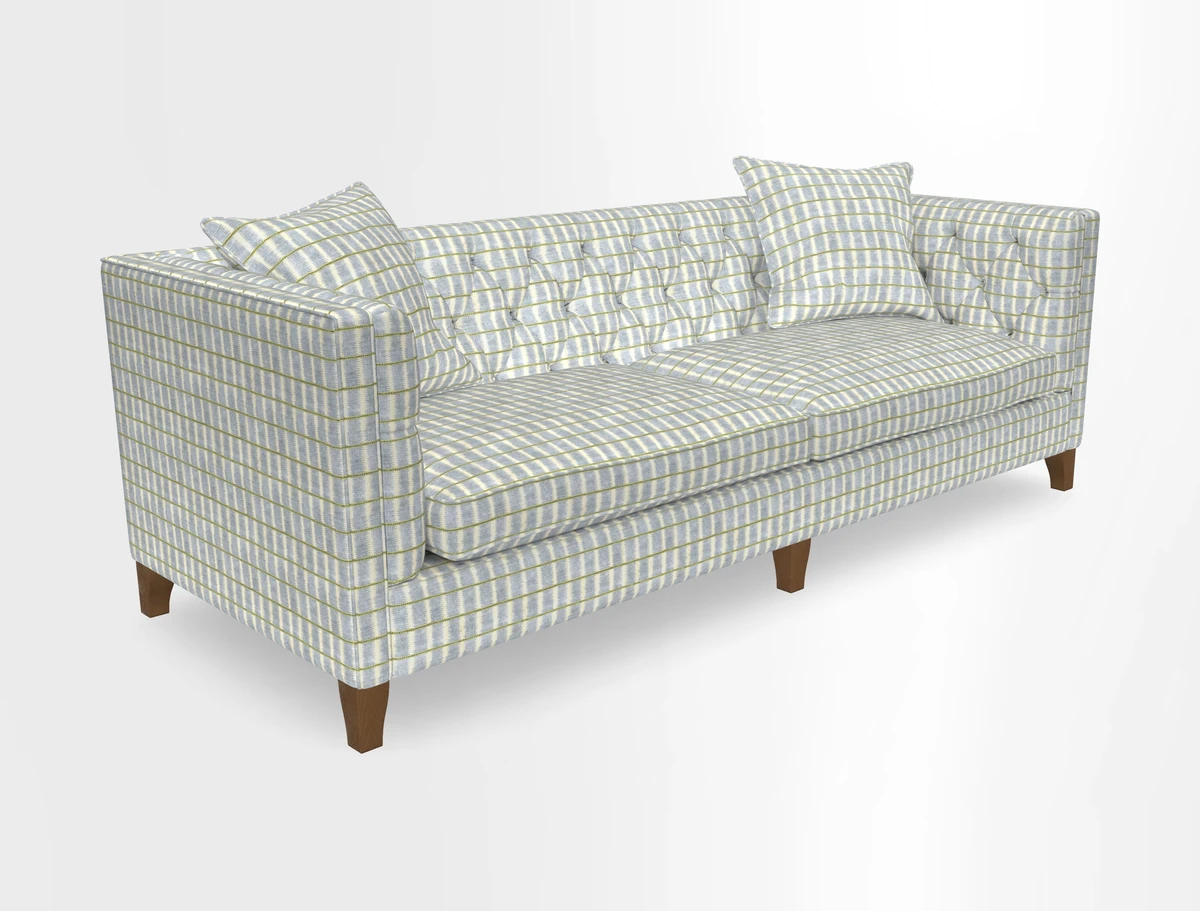 Haresfield 3 seater sofa in Whernside Spring Grass and Stockport Stripe Hunter 