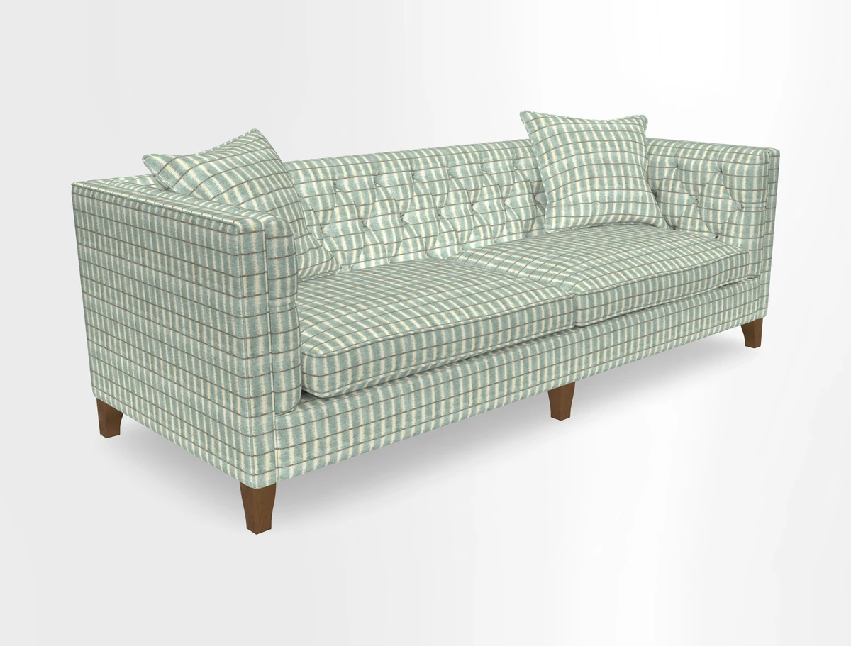 Haresfield 3 seater sofa in Whernside Spring Grass and Stockport Stripe Hunter 