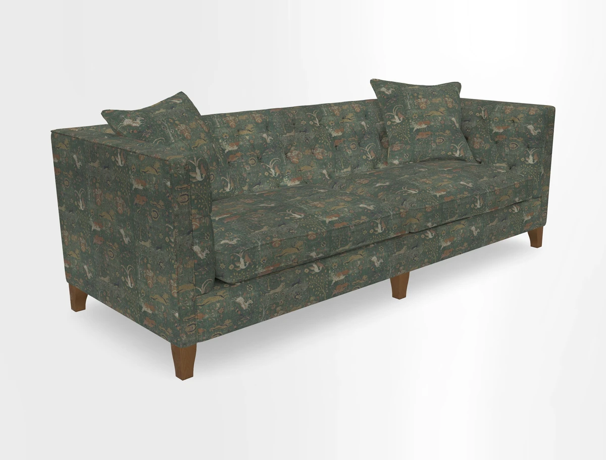 Haresfield 3 seater sofa in Whernside Spring Grass and Stockport Stripe Hunter 