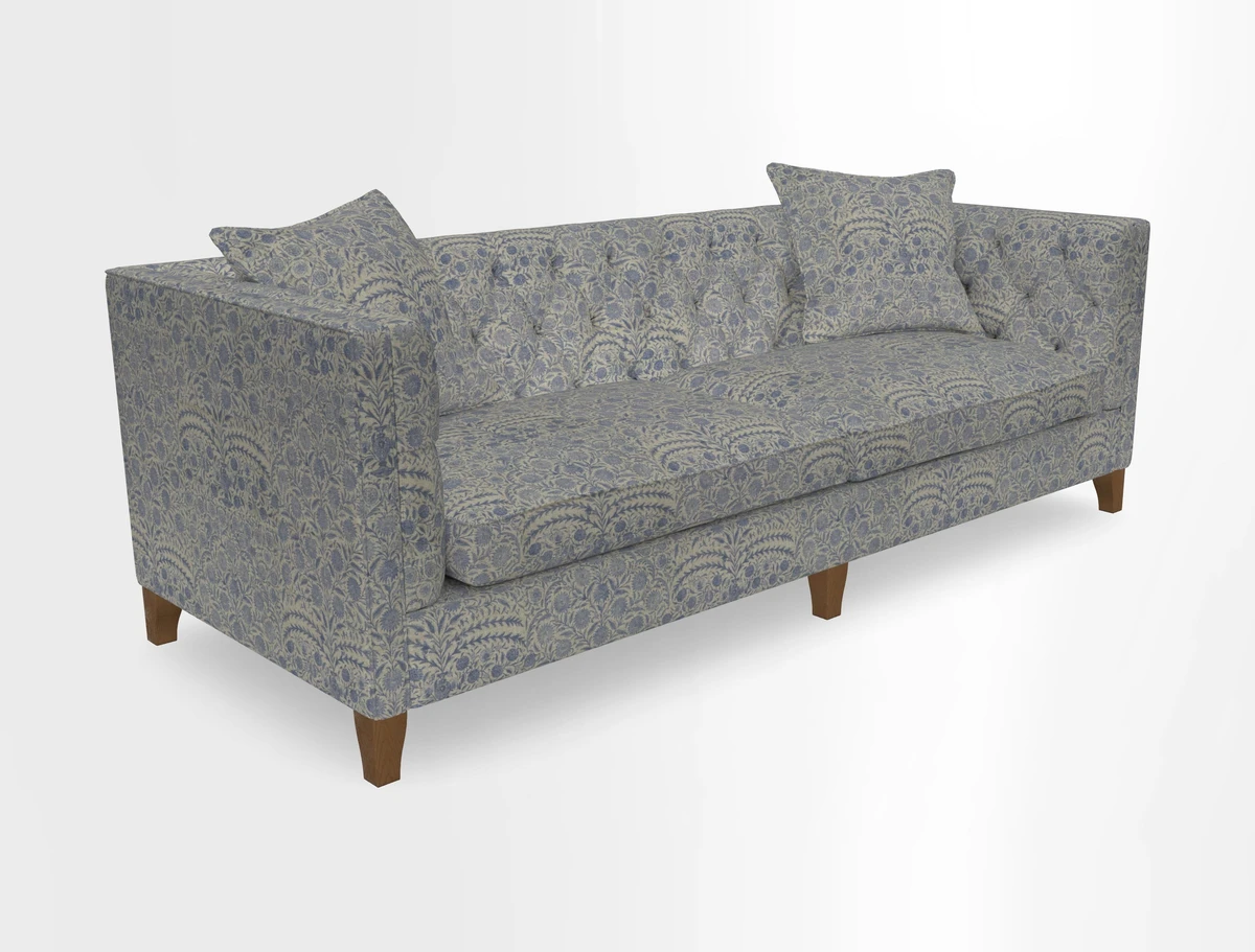 Haresfield 3 seater sofa in Whernside Spring Grass and Stockport Stripe Hunter 