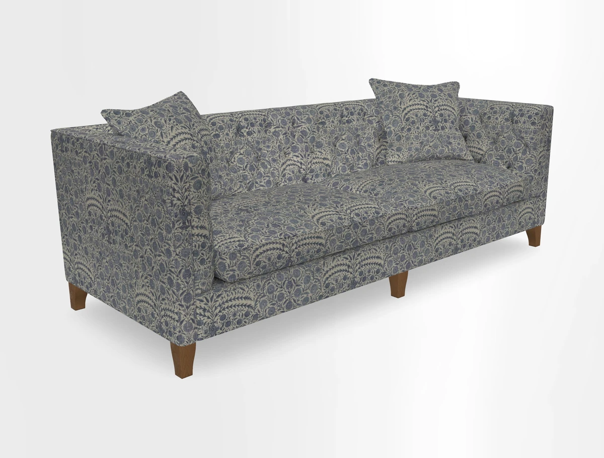 Haresfield 3 seater sofa in Whernside Spring Grass and Stockport Stripe Hunter 