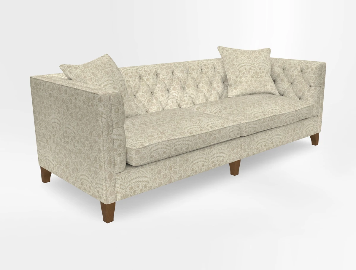 Haresfield 3 seater sofa in Whernside Spring Grass and Stockport Stripe Hunter 