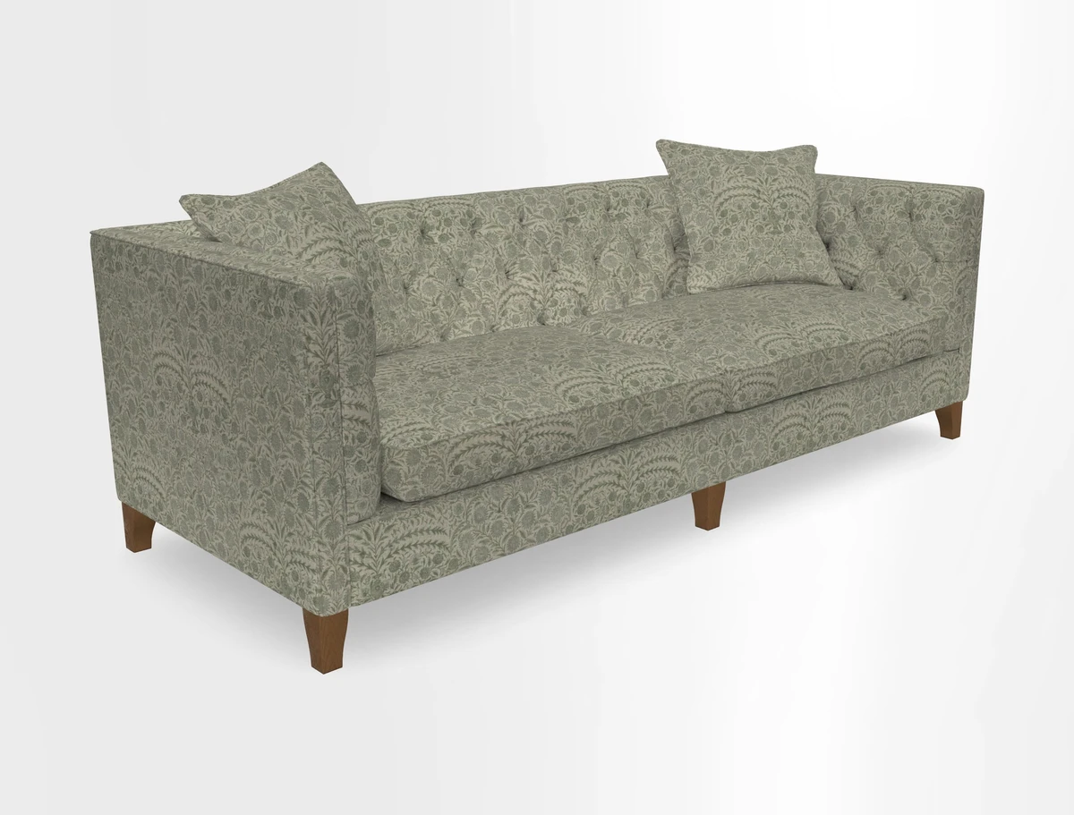 Haresfield 3 seater sofa in Whernside Spring Grass and Stockport Stripe Hunter 