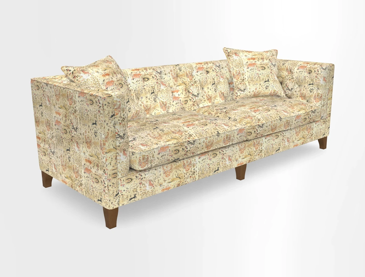 Haresfield 3 seater sofa in Whernside Spring Grass and Stockport Stripe Hunter 
