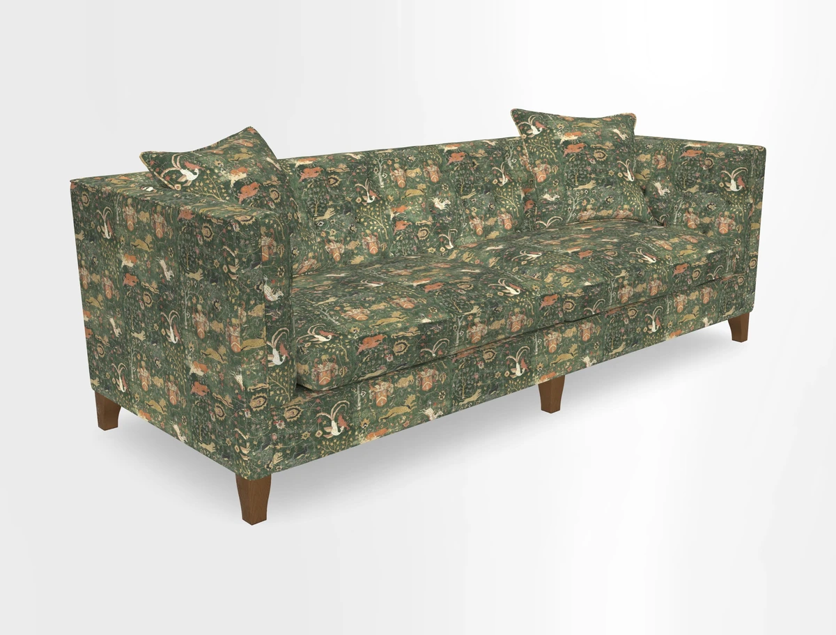 Haresfield 3 seater sofa in Whernside Spring Grass and Stockport Stripe Hunter 