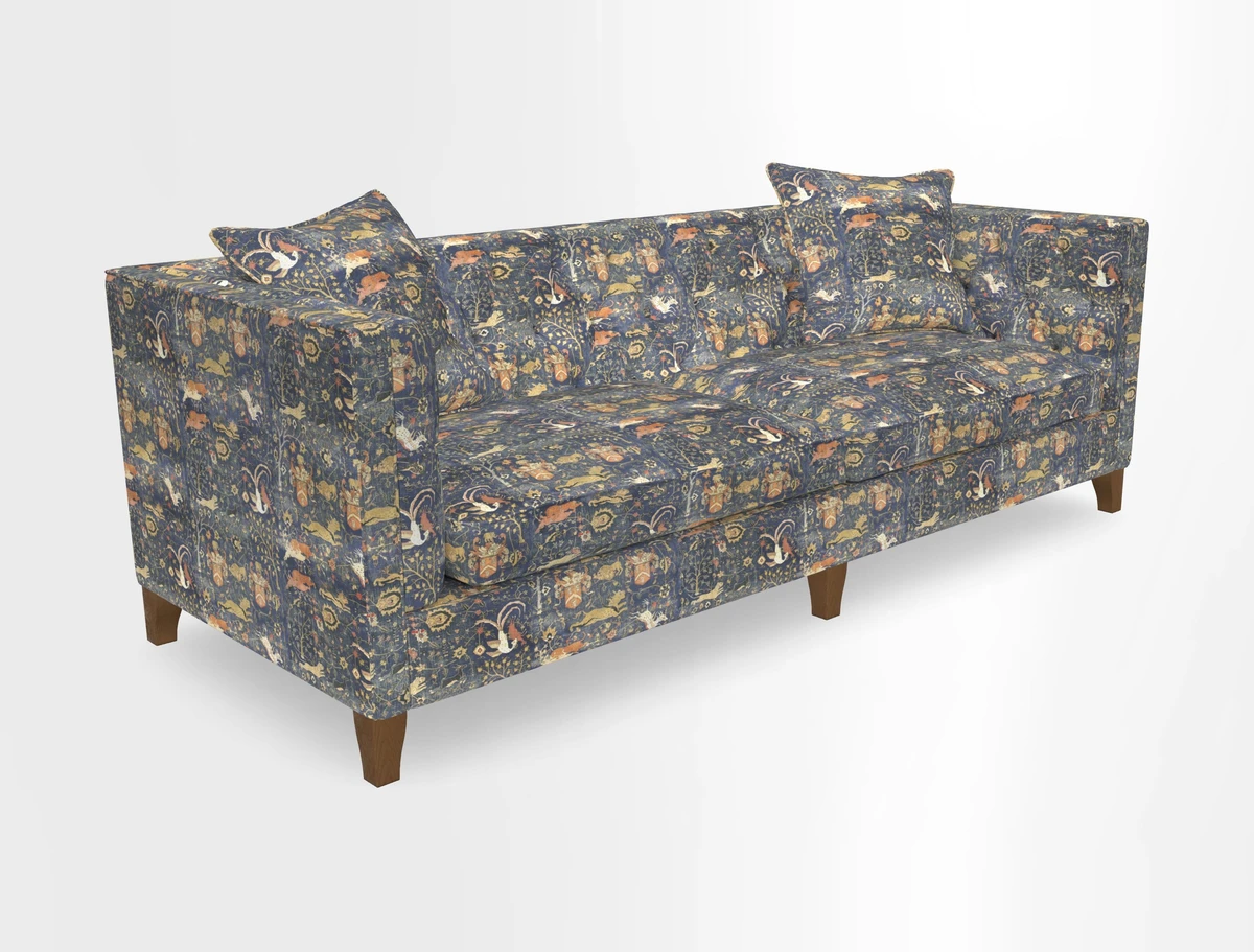 Haresfield 3 seater sofa in Whernside Spring Grass and Stockport Stripe Hunter 