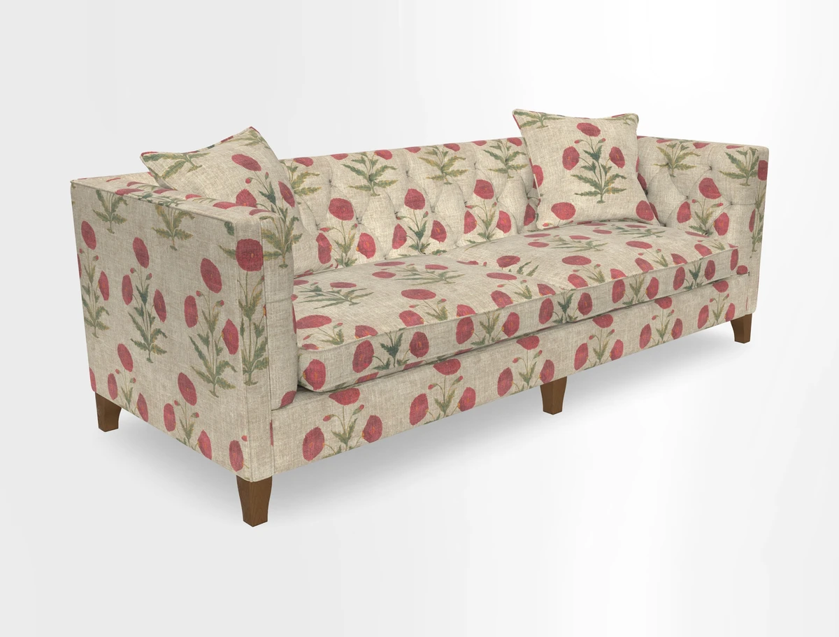 Haresfield 3 seater sofa in Whernside Spring Grass and Stockport Stripe Hunter 