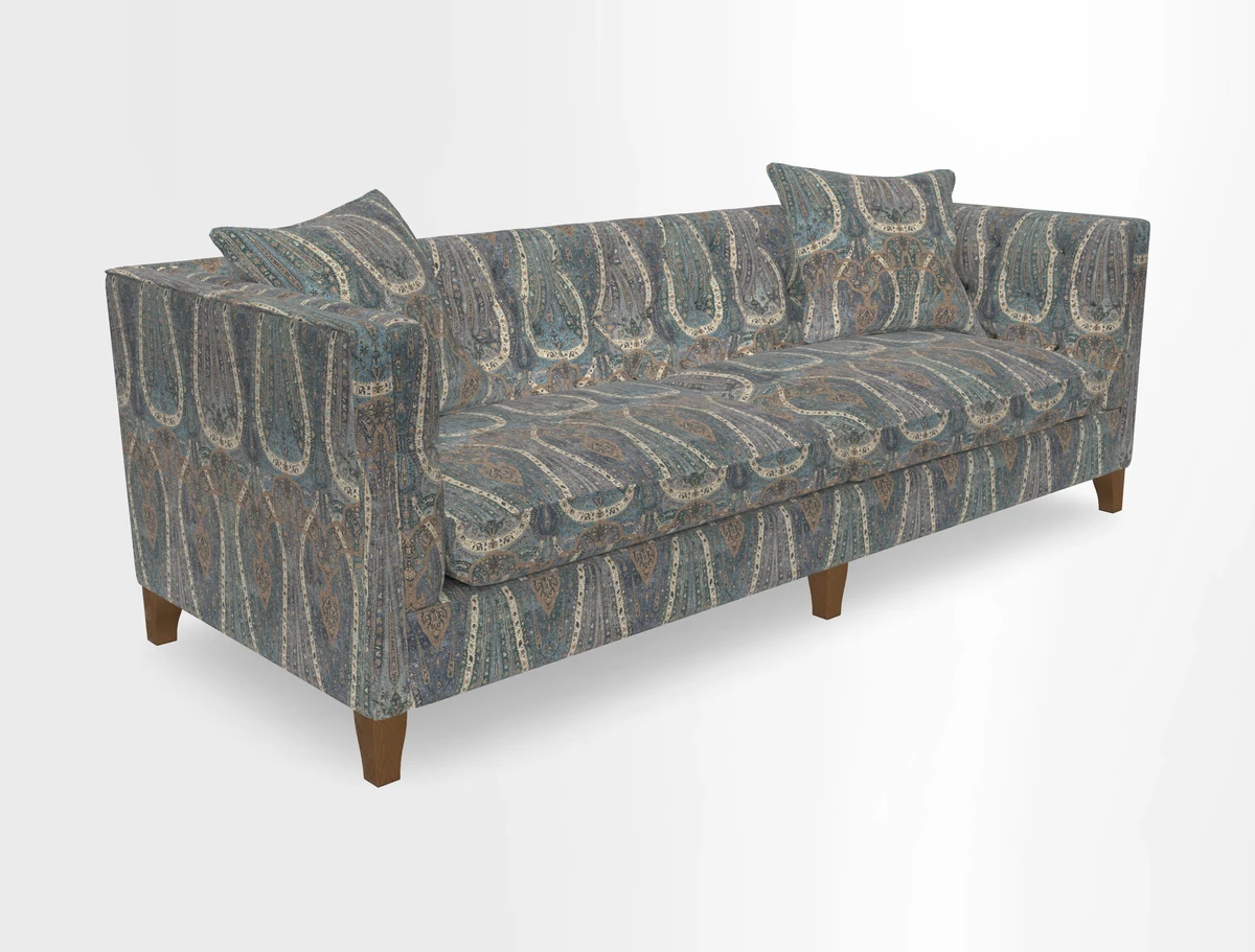 Haresfield 3 seater sofa in Whernside Spring Grass and Stockport Stripe Hunter 