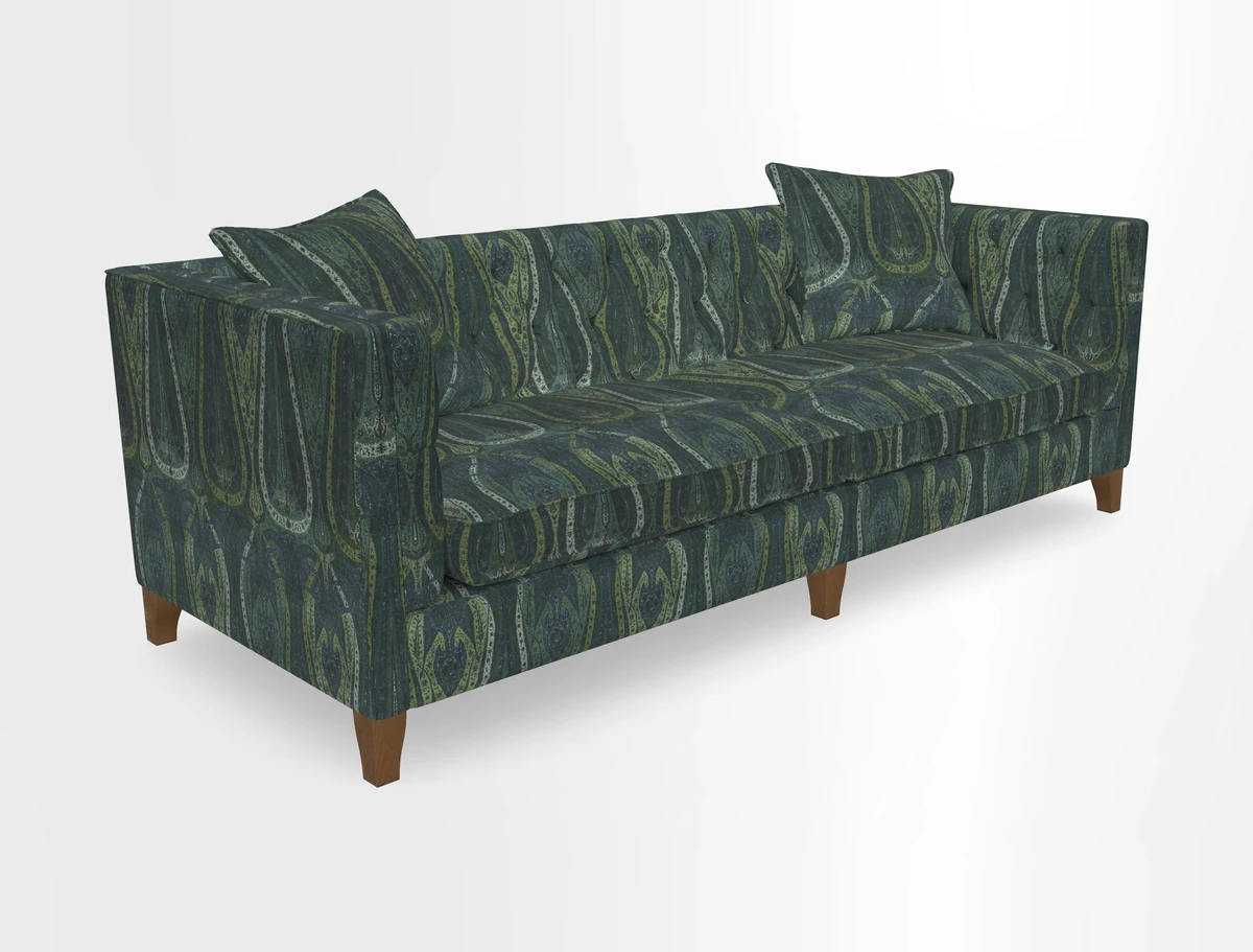 Haresfield 3 seater sofa in Whernside Spring Grass and Stockport Stripe Hunter 