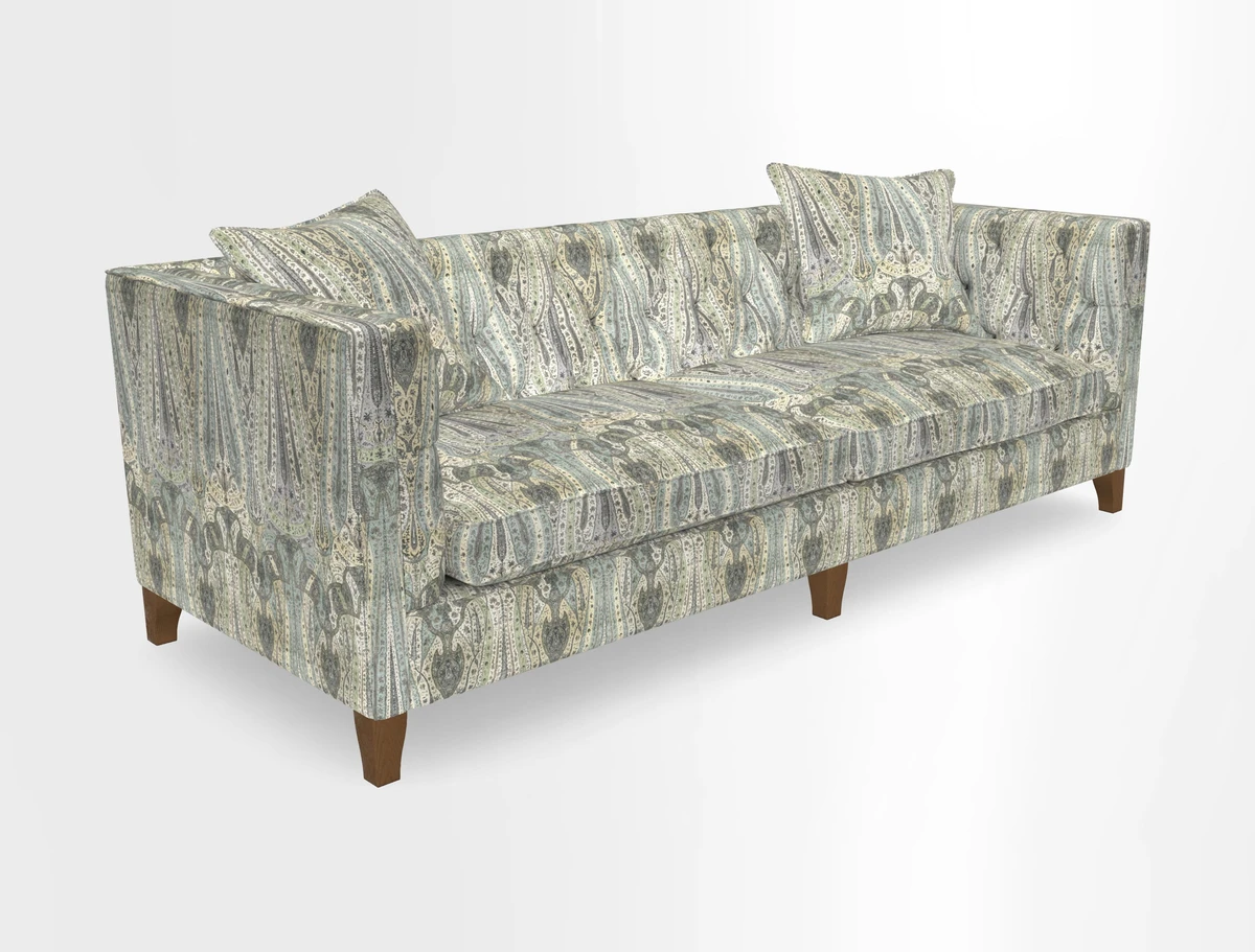 Haresfield 3 seater sofa in Whernside Spring Grass and Stockport Stripe Hunter 